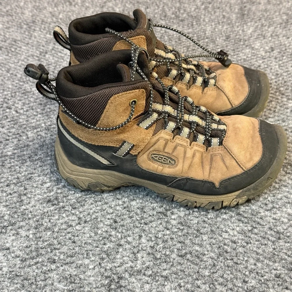 Keen Targhee IV Waterproof Hiking Boots Kids Sz 2Y Brown Black Outdoors Durable